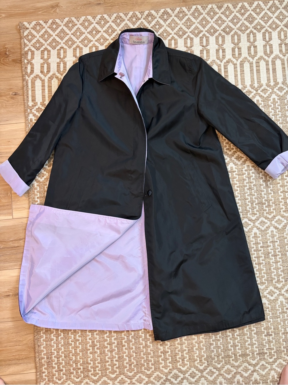 Reversible Black Jacket with Lavender Lining
